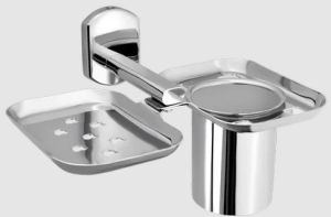 Pelican Chrome Plated Stainless Steel Soap Dish With Tumbler Holder