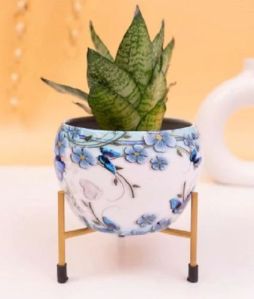 Printed Metal Planter With Stand