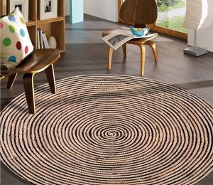 Designer Jute Round Handmade Carpet For Home, Hotel