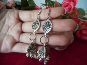 Silver Color Oxidized Earrings With Exquisite Beads