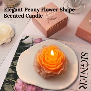 Peony Flower Shape Candles Aromatic Pastel Aesthetic Candle with Rose Fragrance