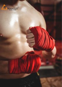 Triangles Plain Cotton Boxing Strap, Color : Red