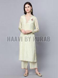 100% Cupro Silk Kurta With Organza and Mukaish Sprinkling