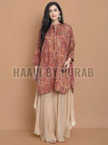 Ladies Draped Tunic Kurta With Flared Palazzo