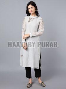 Ladies Resham And Badla Embroidered Chanderi Kurta