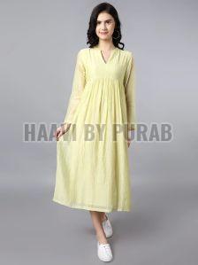 Zari Texture Yellow One Piece Dress