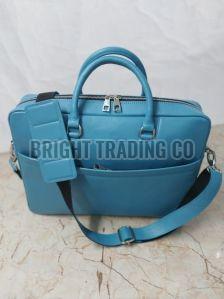 Plain Ladies Blue Leather Handbag, Technics : Machine Made