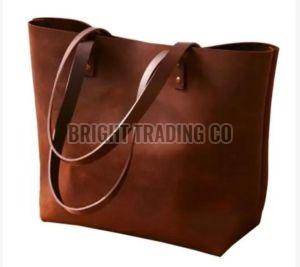 Plain Ladies Brown Leather Handbag, Technics : Machine Made