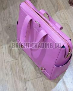 Plain Ladies Pink Leather Handbag, Technics : Machine Made