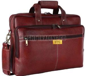 Plain Red Leather Laptop Bag