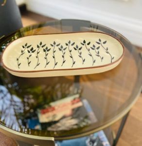 Ivory With Black Flower - Platter