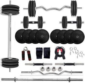 Rubber Home Gym Combo Set With Weight Plates For Workout, Fitness