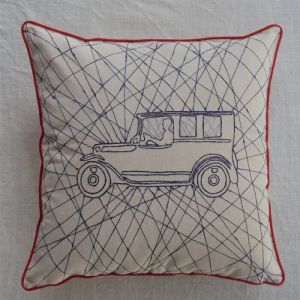 Retro Car Cotton Canvas Cushion Cover