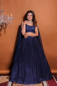 Blue 56 Kali Lehenga Set Of 3