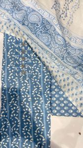 Blue Embroidered Unstitched Suit