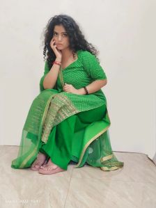 Green Bandhini Hand Embroidery Suit Set