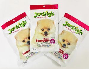 Jerhigh Strawberry Stick Dog Treat With Real Chicken Meat(Pack Of 3)