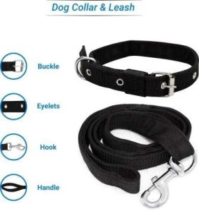 Polyester Collar Leash Set Black Colour