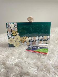 Handmade Green Resin Clutch Bag