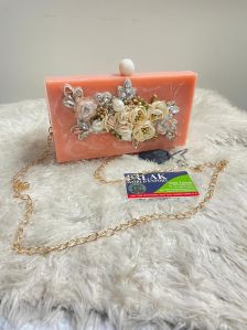 Peach Handmade Resin Clutch Bag, Gender : Female