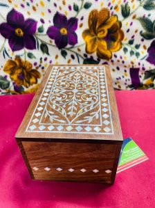 Rectangular Brown Wooden Jewellery Box