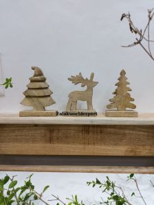 Set Of 3 Wooden Christmas Decor