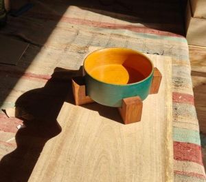 Wooden Base Ceramic Bowl