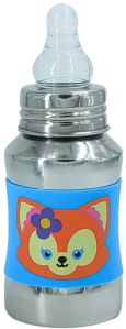 Voik Vega Silicone Sleeve Blue Cat Print Baby Feeding Bottle 140ml