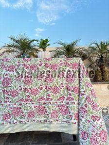 Pink Floral Printed Table Cover Cloth For Home, Cafe