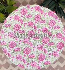 Pink Floral Round Tablecloth For Home