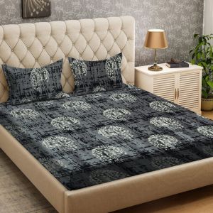 Black Printed Woolen Double Bed Sheet