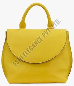 Plain Ladies Yellow Leather Handbags