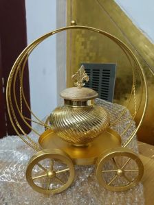 Polished Golden Metal Cart Jar