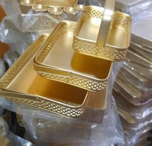 Square Gold Metal Basket