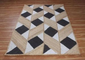 Rectangular Check Braided Jute Rug