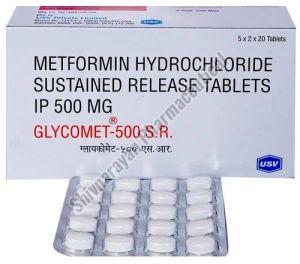 500mg Metformin Hydrochloride Sustained Release Tablets, Packaging Type : Paper Box