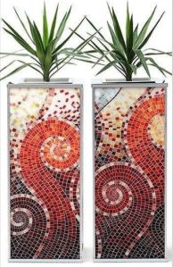 Polished Resin Mosaic Flower Pots For Decoration