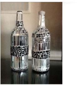 Mosaic Glass Decorative Bottle, Color : Silver