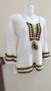 Acrylic Yarn Crochet Top, Color : White, Red, Green Yellow