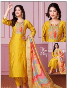 Ladies Golden Unstitched Suit