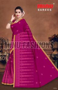 Minu Chikankari Embroidered Cotton Saree, Technics : Machine Made