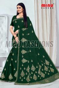 Minu Nilpari Embroidered Cotton Saree, Technics : Machine Made