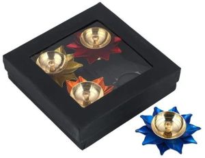 Brass Lotus Diya Set Of 4 For Temple