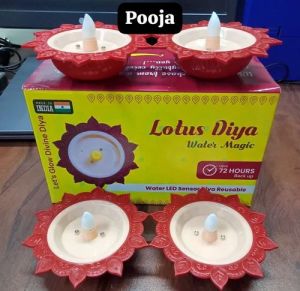 Plastic Lotus Water Sensor Diya For Decoration Use