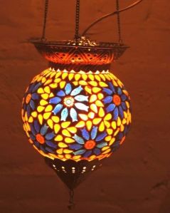 Multicolor Mosaic Glass Hanging Lamp For Decoration