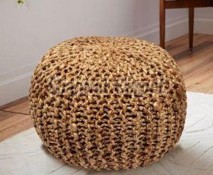 Plain Brown Jute Puffs For Living Room