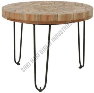 Plain Polished Wooden Round Coffee Table For Cafe