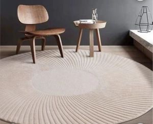 Plain Round Hand Tufted Carpet For Home, Hotel