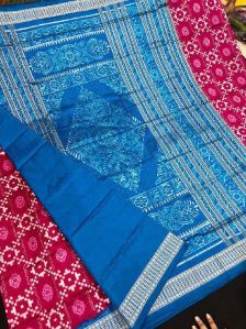 Ladies Double Shade Printed Sambalpuri Original Silk Saree