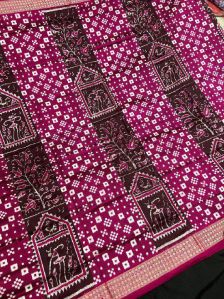 Ladies Printed Sambalpuri Pure Silk Saree